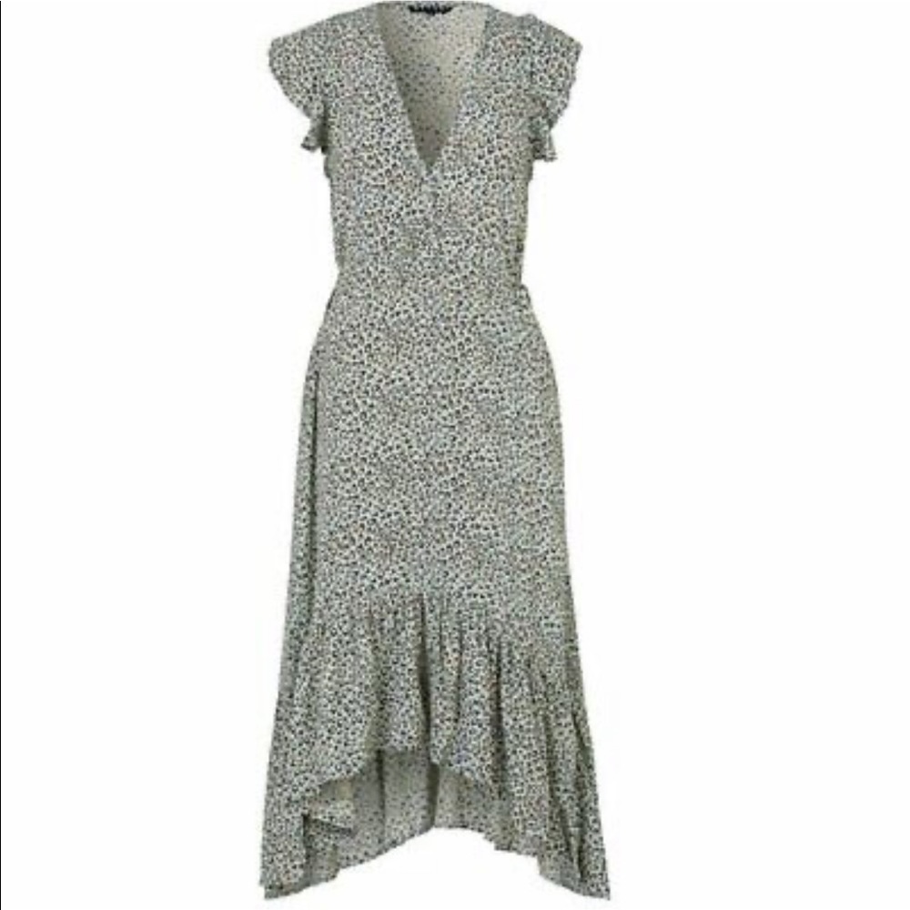 Kivari Midi Dress with V Neck Muted Mint Color